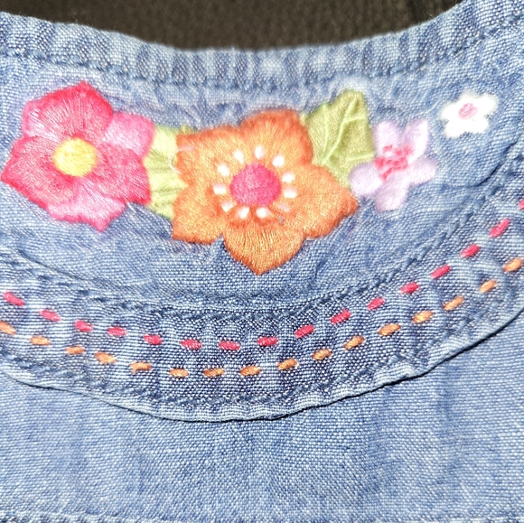 🌼 Vintage Gymboree Floral Appliqueed Chambray Dress - Baby Girls - Picture 2 of 7